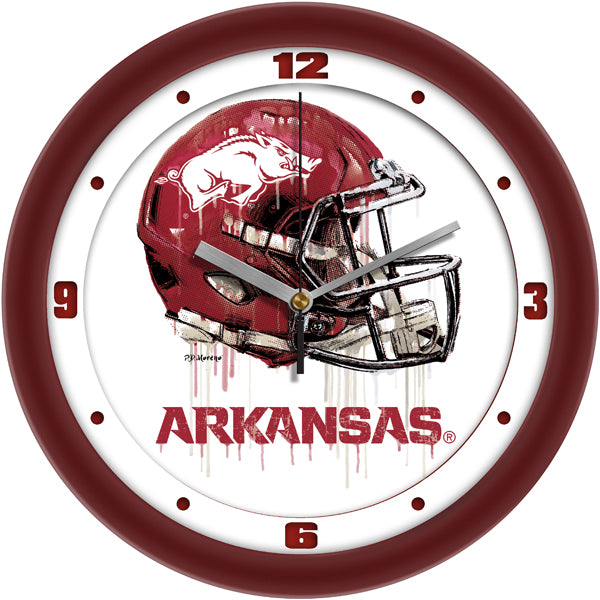 arksnasa football helmet Arkansas Razorbacks Drip Helmet Decorative Wall Clock, Silent Non-Ticking, 11.5"