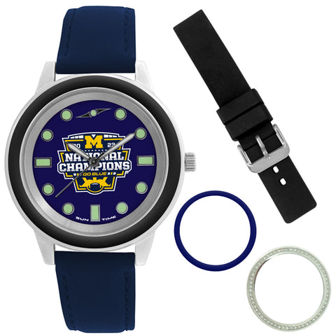 Michigan Wolverines 2023 Champions Unisex Colors Watch Gift Set
