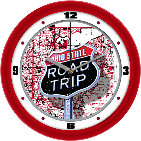 Ohio State Buckeyes Wall Clock - College Road Trip - 11.5" Diameter - Quiet Silent-Sweep
