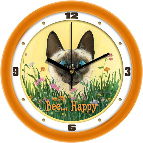 Bee Happy Funny Cat Wall Clock by Gary Patterson