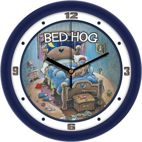 Bed Hog Funny Dog Wall Clock by Gary Patterson