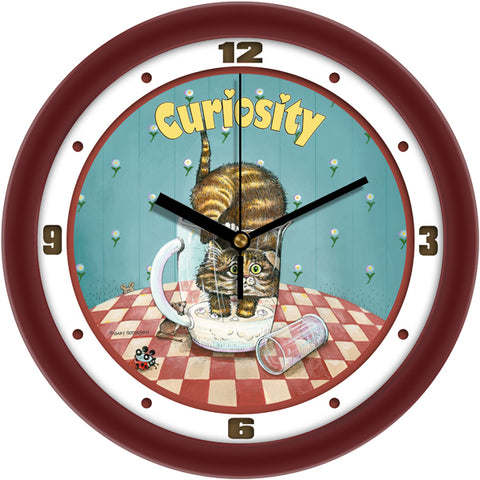 Curiosity Funny Cat Wall Clock by Gary Patterson