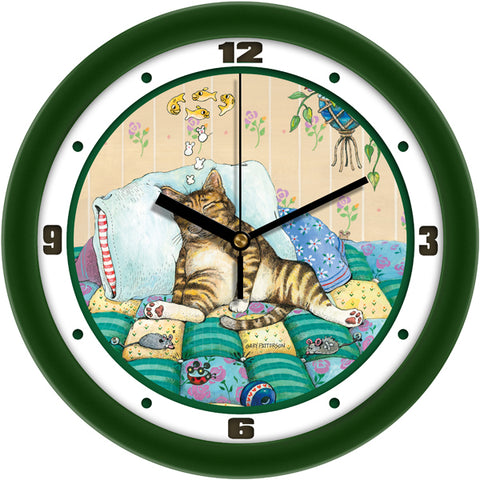 Cat Nap Funny Cat Wall Clock by Gary Patterson