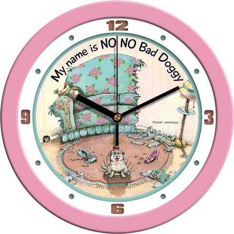Bad Doggy Funny Dog Wall Clock by Gary Patterson