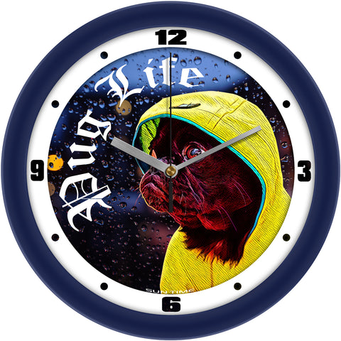 Pug Life 11.5" Wall Clock - Adorable Pug in Raincoat Design - Whimsical Home or Office Décor