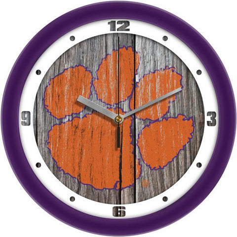Clemson Tigers - Weathered Wood Wall Clock - SuntimeDirect