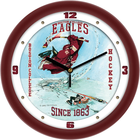 Boston College Eagles - "Slap Shot" Ice Hockey Wall Clock - Art by Gary Patterson