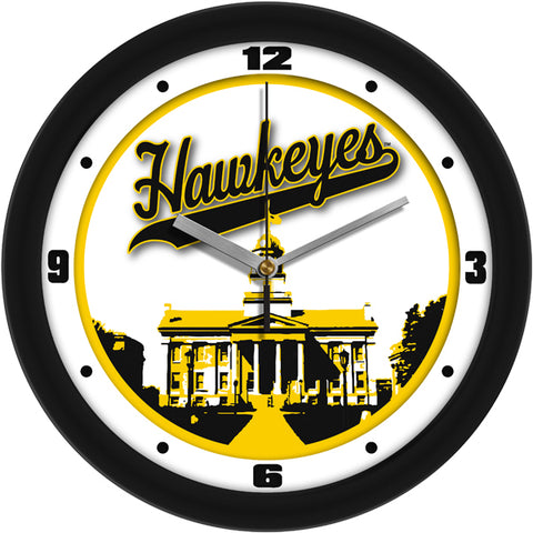 Iowa Hawkeyes Wall Clock - Campus Art - Non Ticking Silent Movement - 11.5"