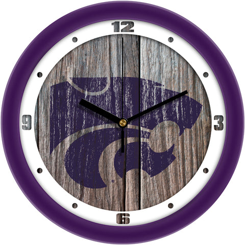 Kansas State Wildcats - Weathered Wood Wall Clock