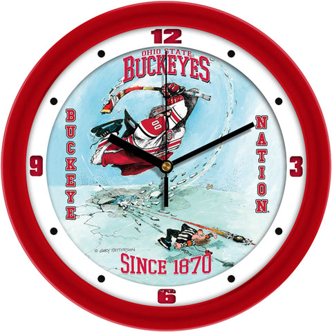 Ohio State Buckeyes - "Slap Shot" Ice Hockey Wall Clock - Art by Gary Patterson