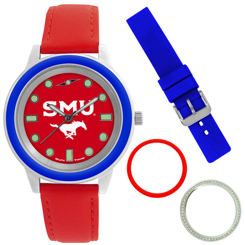 Southern Methodist University Mustangs Unisex Colors Watch Gift Set