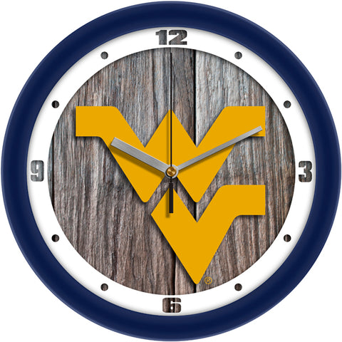 West Virginia Mountaineers - Weathered Wood Wall Clock