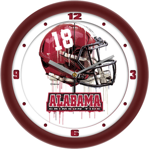 Alabama Crimson Tide Drip Helmet Decorative Wall Clock, Silent Non-Ticking, 11.5"