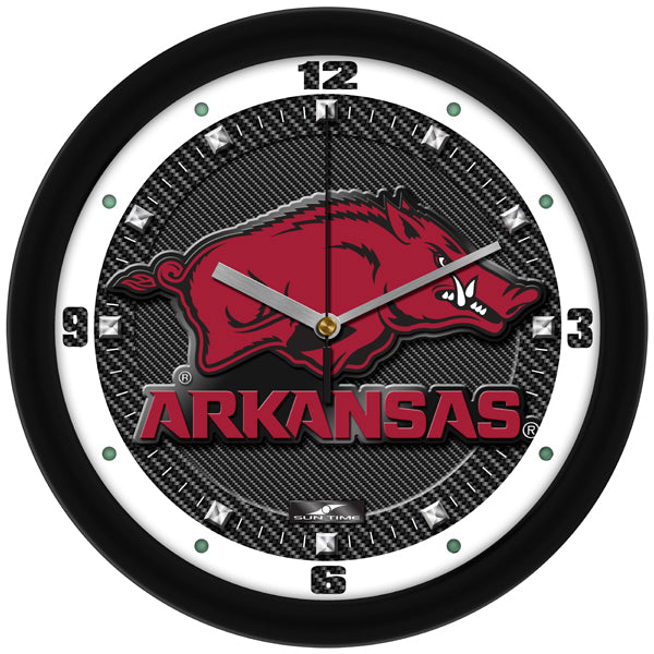 Arkansas Razorbacks - Carbon Fiber Textured Wall Clock