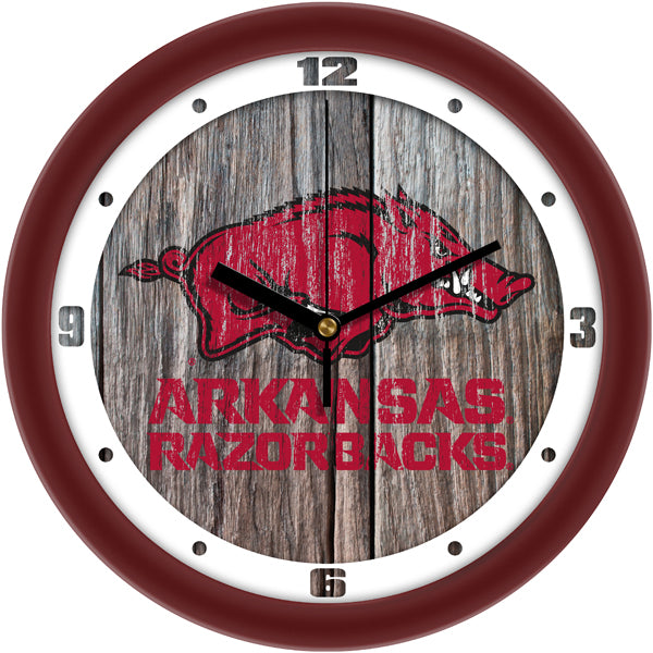 Arkansas Razorbacks - Weathered Wood Wall Clock