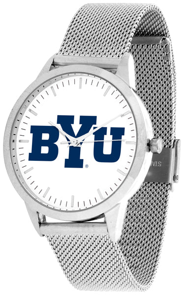 Brigham Young Univ. Cougars - Mesh Statement Watch - Silver Band