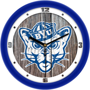 Brigham Young Univ. Cougars - Weathered Wood Wall Clock