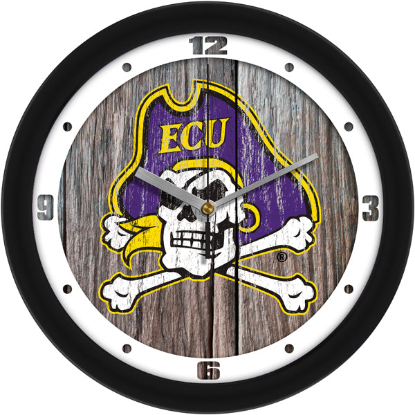 East Carolina Pirates - Weathered Wood Wall Clock