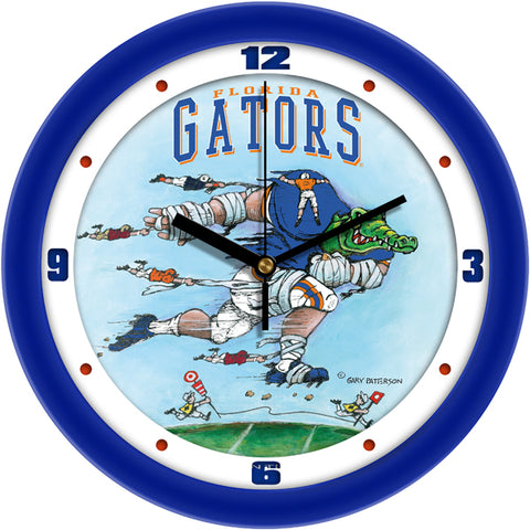 Florida Gators Down the Field Football Wall Clock Art by Gary Patterson