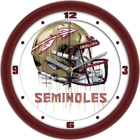 Florida State Seminoles Drip Helmet Decorative Wall Clock, Silent Non-Ticking, 11.5"