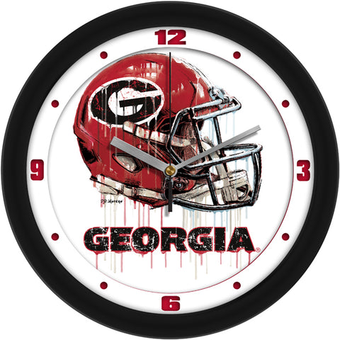 Georgia Bulldogs Drip Helmet Decorative Wall Clock, Silent Non-Ticking, 11.5"