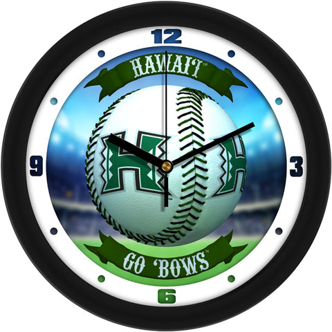 Hawaii Warriors Baseball 11.5" Wall Clock with Silent Sweep