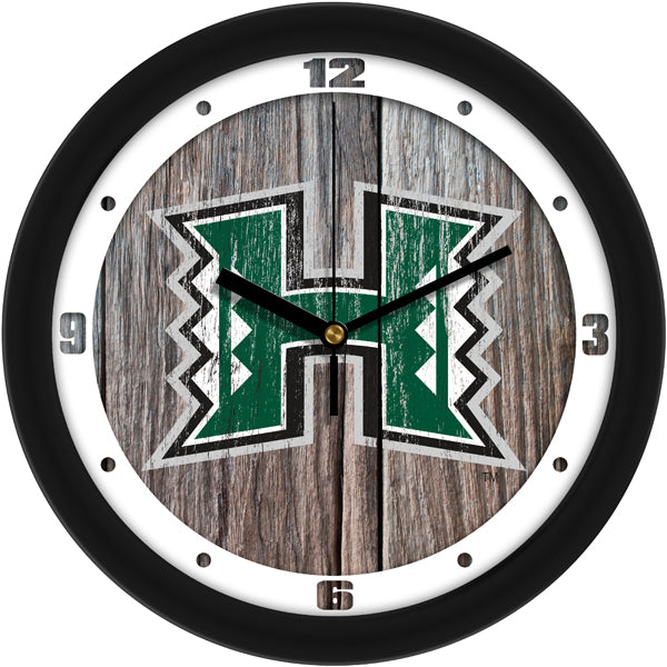 Hawaii Warriors - Weathered Wood Wall Clock