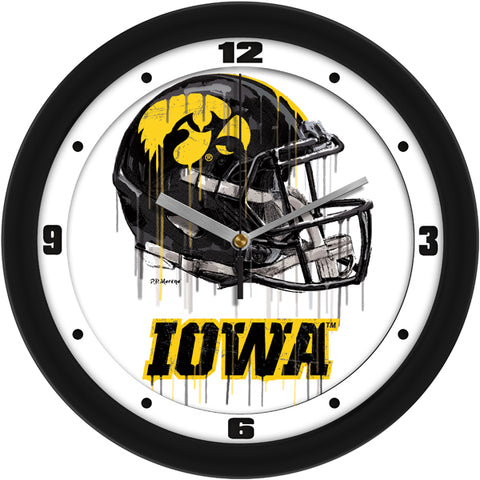 Iowa Hawkeyes Drip Helmet Decorative Wall Clock, Silent Non-Ticking, 11.5"