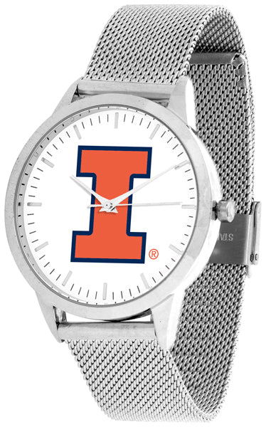 Illinois Fighting Illini - Mesh Statement Watch - Silver Band