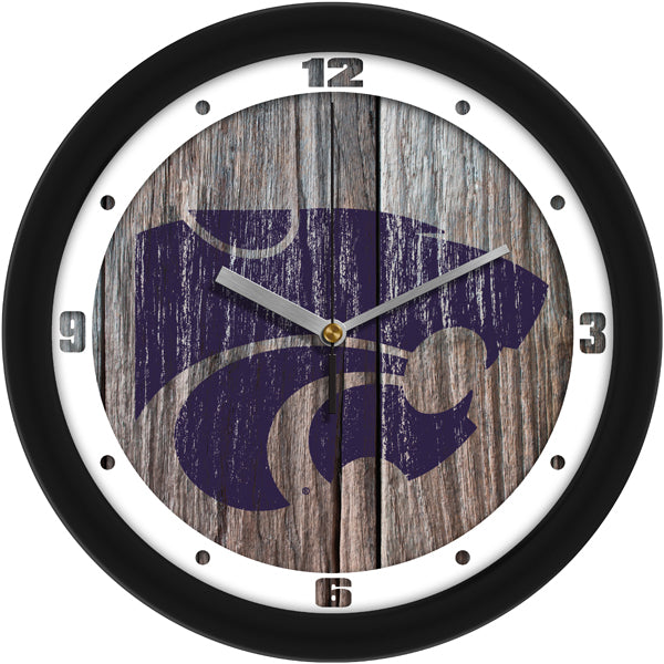 Kansas State Wildcats - Weathered Wood Wall Clock