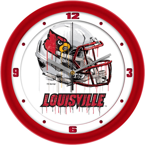 Louisville Cardinals Drip Helmet Decorative Wall Clock, Silent Non-Ticking, 11.5"