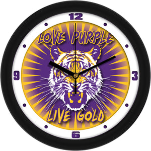 LSU Tigers Team Spirit Wall Clock 2 - Silent Non-Ticking Movement