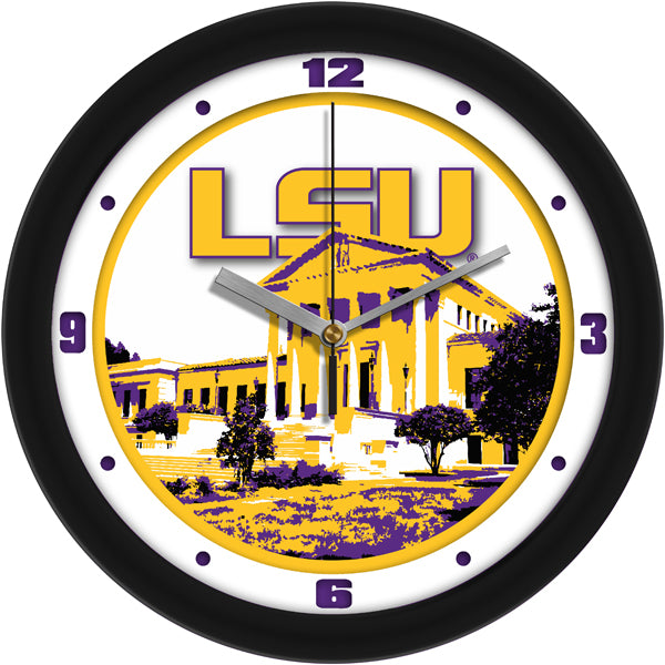 LSU Tigers Wall Clock - Campus Art - Non Ticking Silent Movement - 11.5"