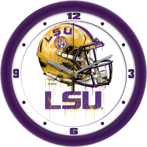 LSU Tigers Drip Helmet Decorative Wall Clock, Silent Non-Ticking, 11.5"