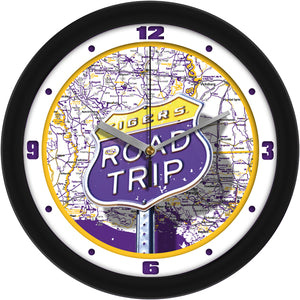 LSU Tigers Wall Clock - College Road Trip - 11.5" Diameter - Quiet Silent-Sweep