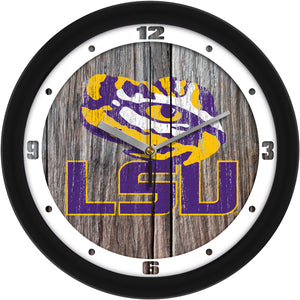 LSU Tigers - Weathered Wood Wall Clock