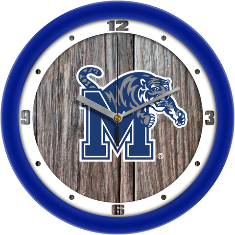 Memphis Tigers Weathered Wood 11.5" Wall Clock with Silent Sweep