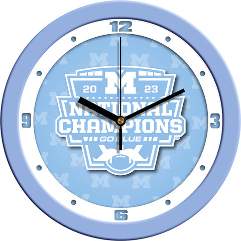 Michigan Wolverines 2023 Champions Baby Blue Wall Clock