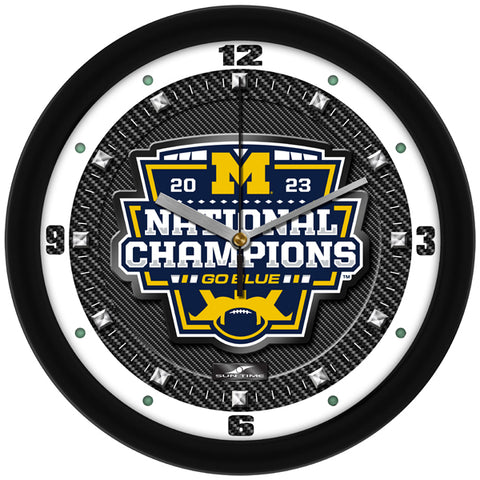 Michigan Wolverines 2023 Champions Carbon Fiber Textured Wall Clock