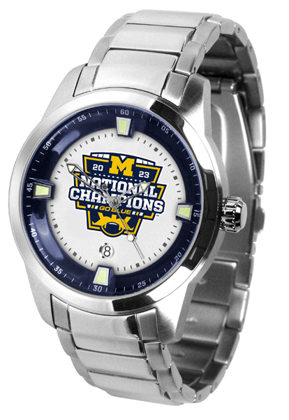 Michigan Wolverines 2023 Champions Men's Titan Steel Watch