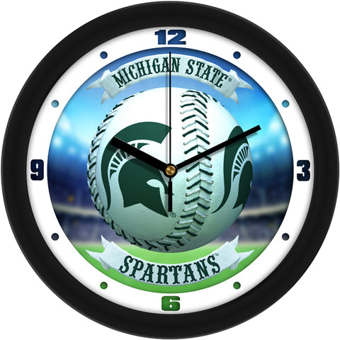 Michigan State Spartans Baseball 11.5" Wall Clock with Silent Sweep