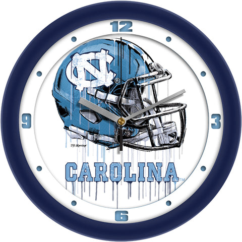 North Carolina Tar Heels Drip Helmet Decorative Wall Clock, Silent Non-Ticking, 11.5"