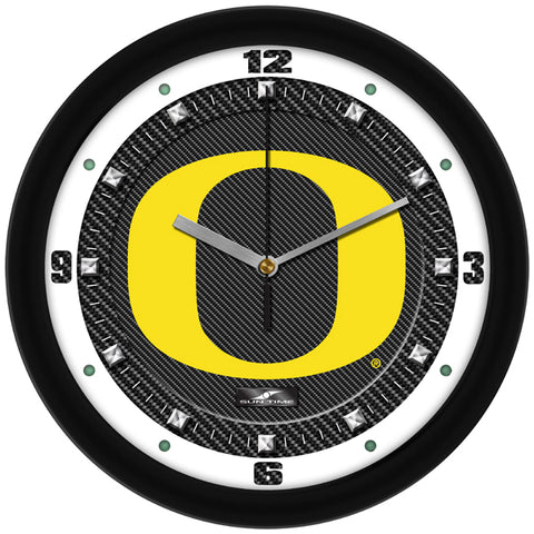 Oregon Ducks Carbon Fiber Print 11.5" Wall Clock with Silent Sweep