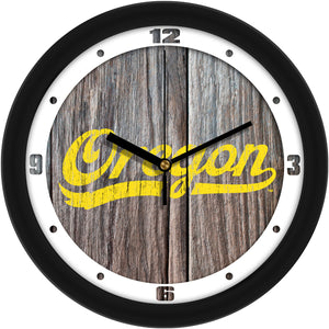 Oregon Ducks - Weathered Wood Wall Clock