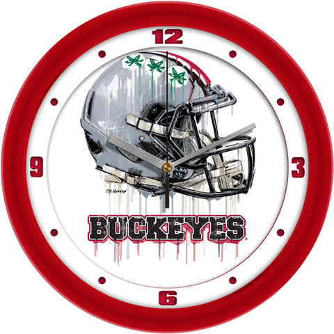 Ohio State Buckeyes Drip Helmet Decorative Wall Clock, Silent Non-Ticking, 11.5"