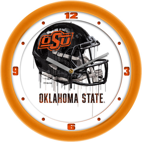 Oklahoma State Cowboys Drip Helmet Decorative Wall Clock, Silent Non-Ticking, 11.5"