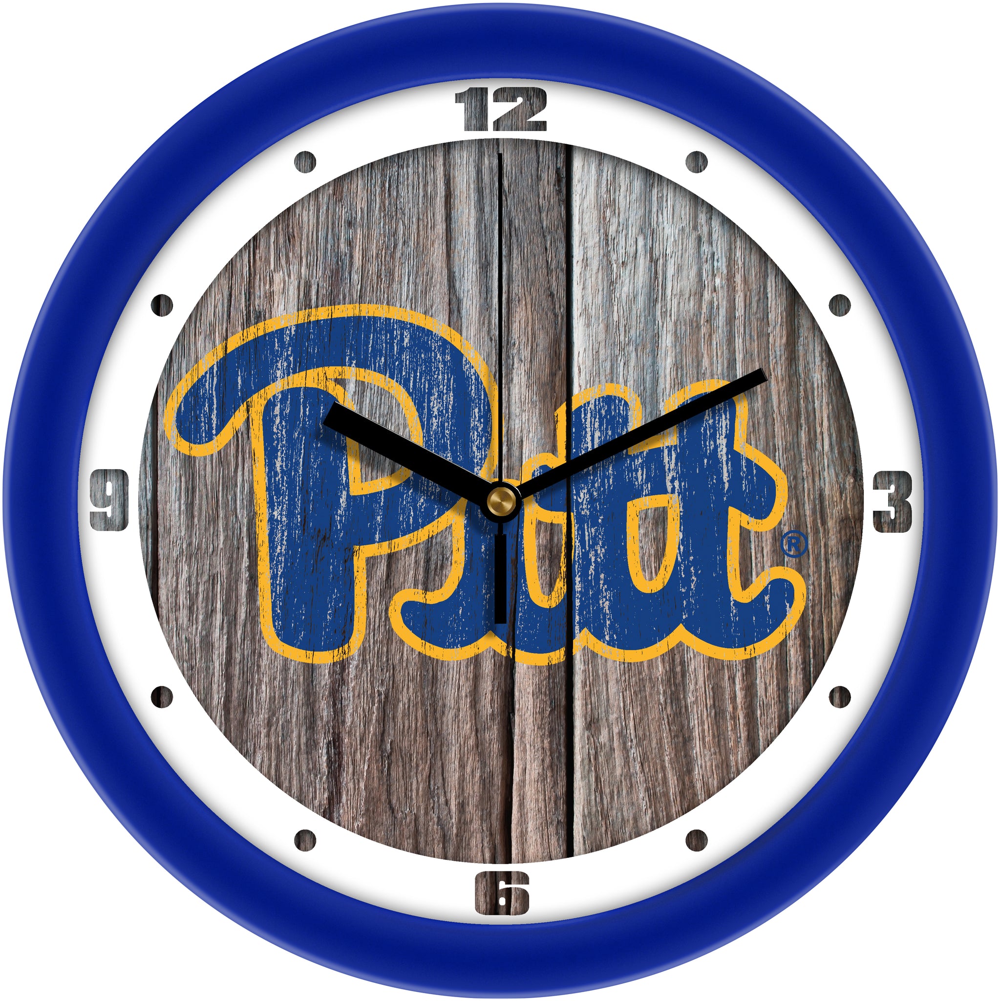 Pittsburgh Panthers Weathered Wood 11.5" Wall Clock with Silent Sweep