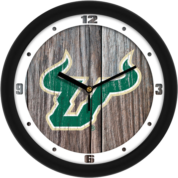 South Florida Bulls - Weathered Wood Wall Clock