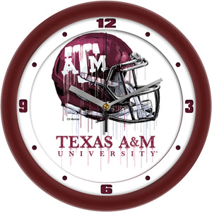 Texas A&M Aggies Drip Helmet Decorative Wall Clock, Silent Non-Ticking, 11.5"