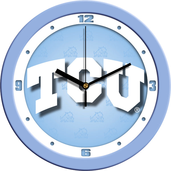 Texas Christian Horned Frogs - Baby Blue Wall Clock